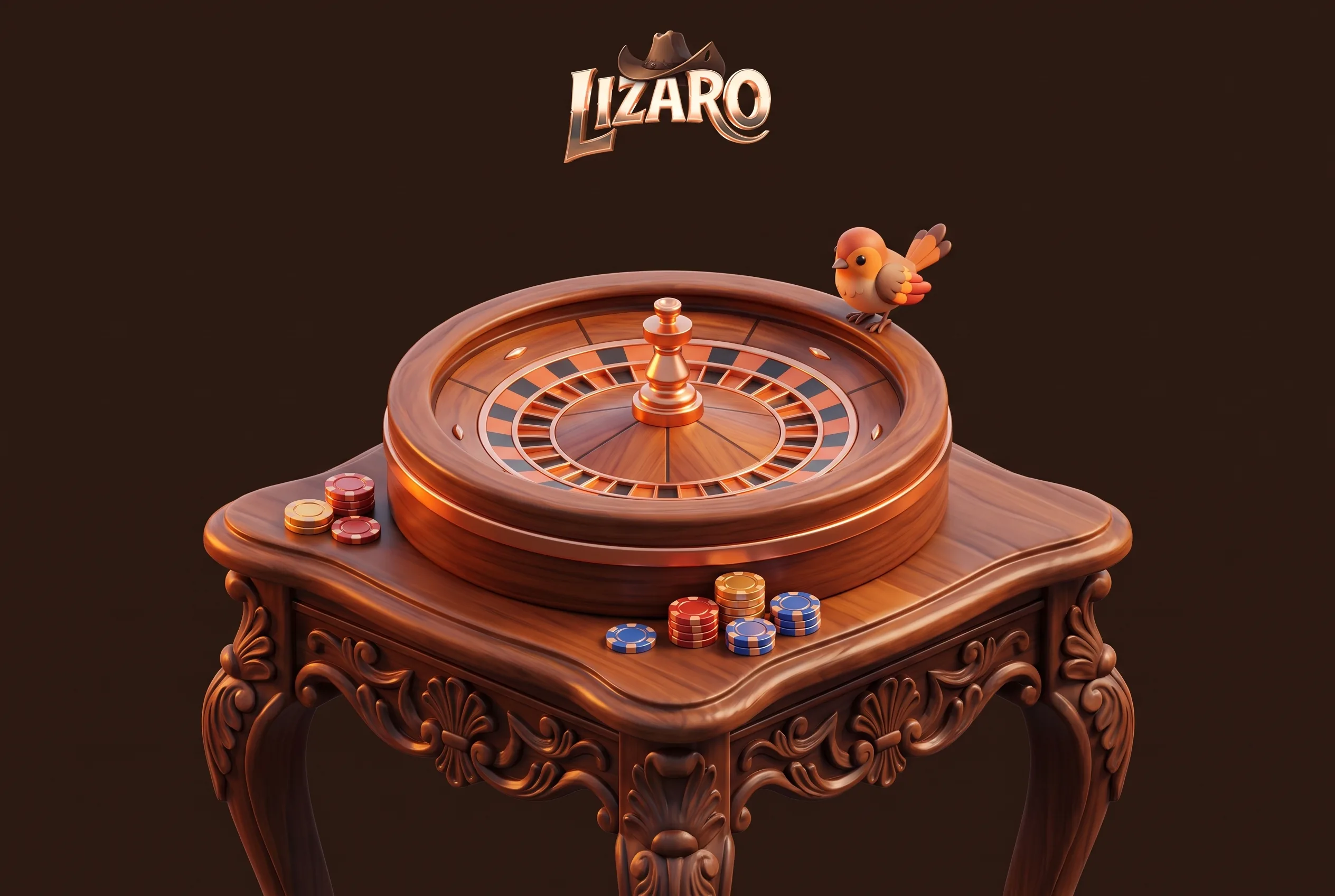 Hölzerne Lizaro Kuckucksuhr mit Live-Casino-Motiven
